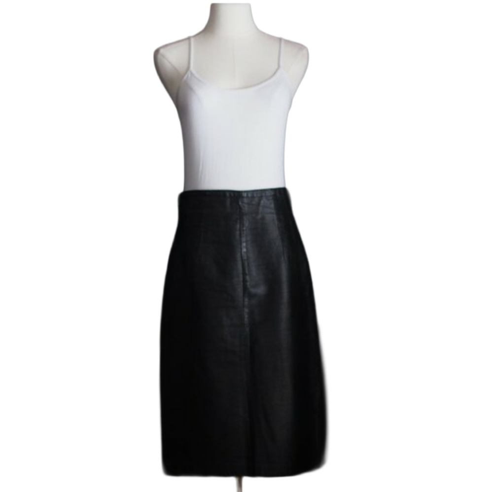 Bianca | Vintage Black Leather Skirt